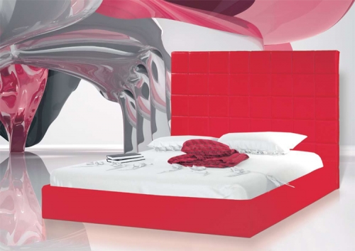 Leatherette bed red
